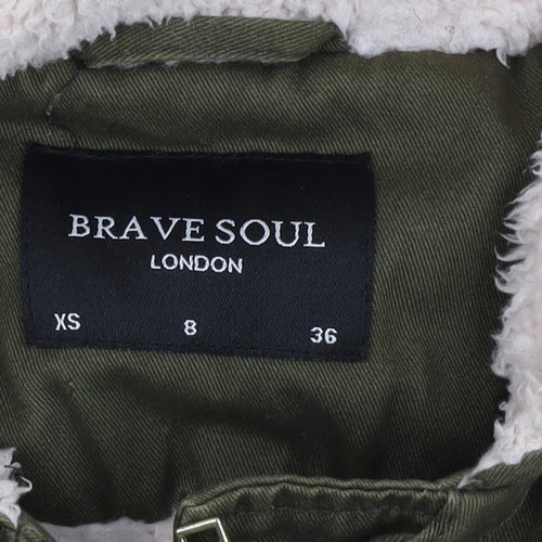Brave Soul Women's Green Parka Jacket Size 8