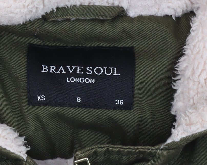 Brave Soul Women's Green Parka Jacket Size 8