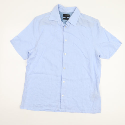 Ted Baker Men's Blue Linen Blend Shirt - Size L