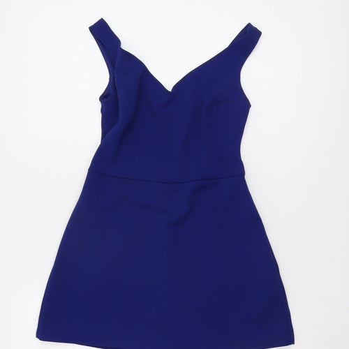 Zara Women Blue Sleeveless V-Neck Playsuit S