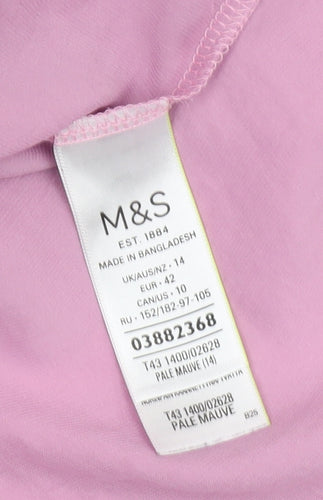 Marks and Spencer Women's Pink V-Neck Top, Size 14