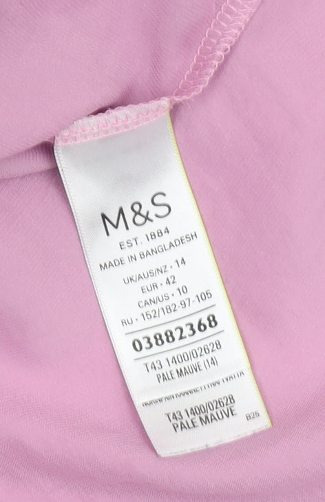 Marks and Spencer Women's Pink V-Neck Top, Size 14