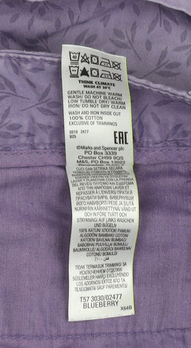 Marks and Spencer Women's Purple Chino Shorts Size 12