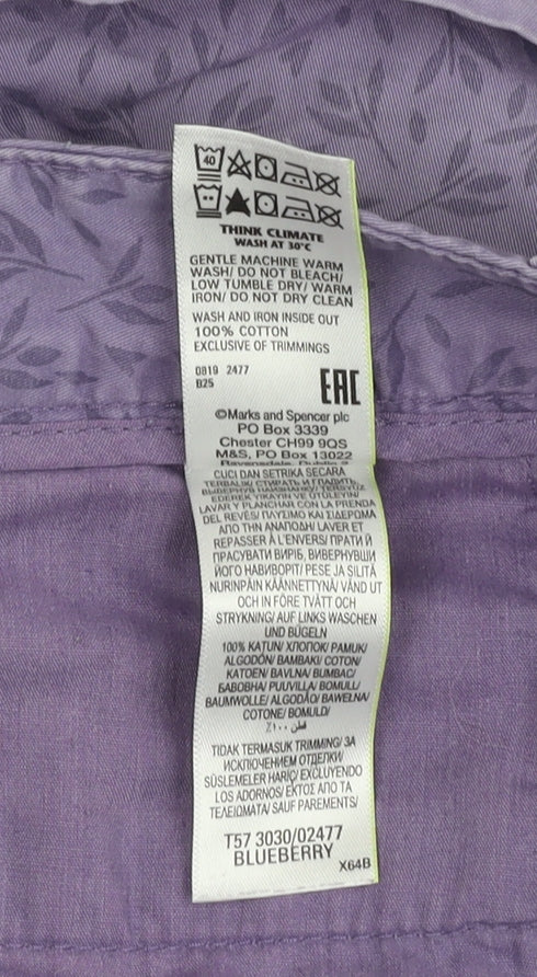 Marks and Spencer Women's Purple Chino Shorts Size 12
