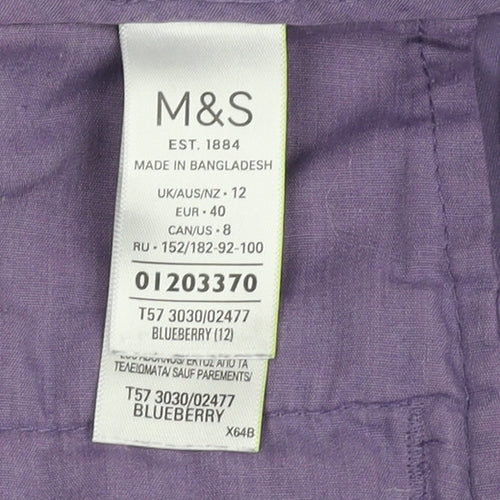 Marks and Spencer Women's Purple Chino Shorts Size 12