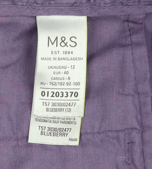Marks and Spencer Women's Purple Chino Shorts Size 12