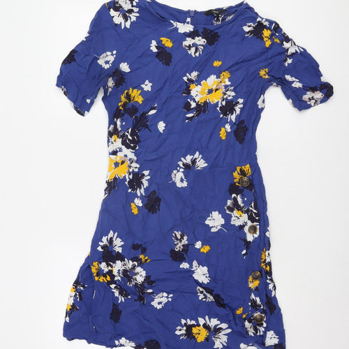 Next Women's Blue Floral Half Sleeve Dress Size 10