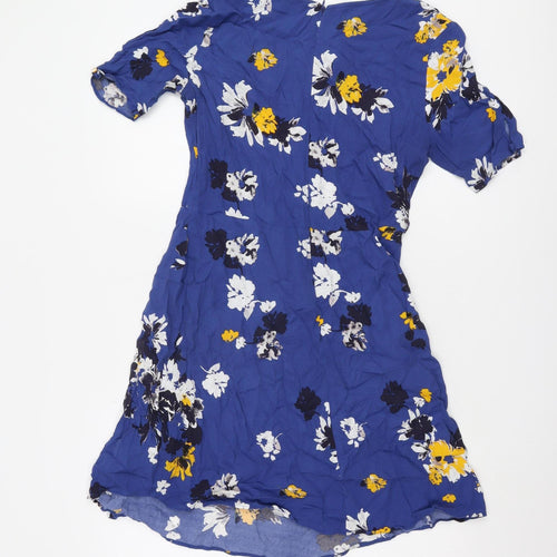 Next Women's Blue Floral Half Sleeve Dress Size 10