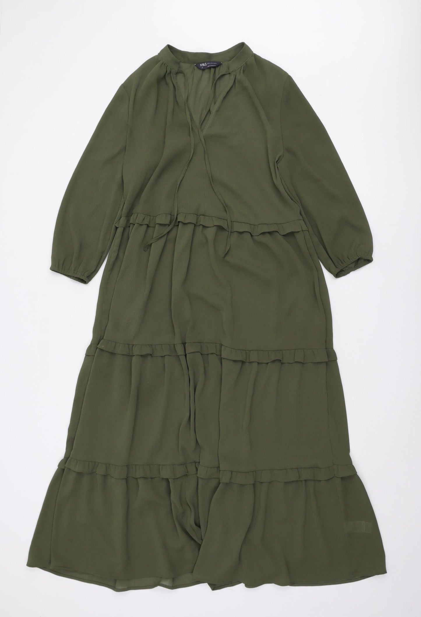 Marks and Spencer Green Maxi Dress, Long Sleeve, Size 8
