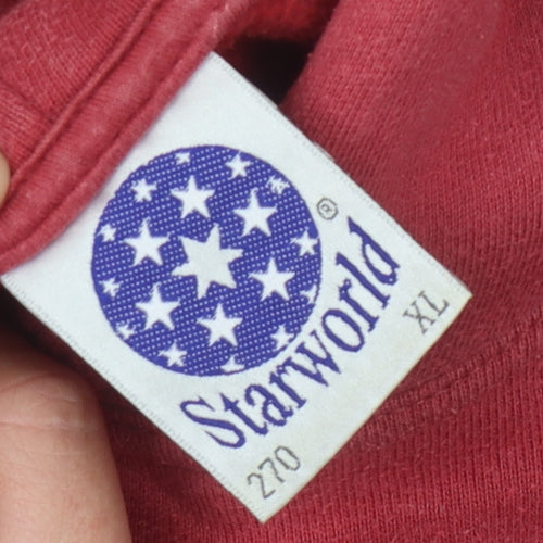 Starworld Red Unisex XL Pullover Hoodie University Logo
