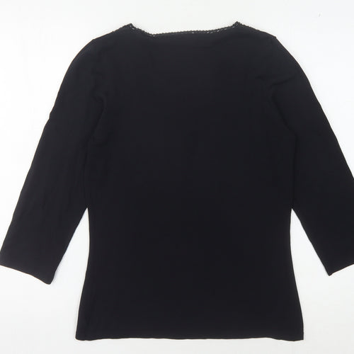 Wallis Women's Black 3/4 Sleeve Beaded Blouse Size 12