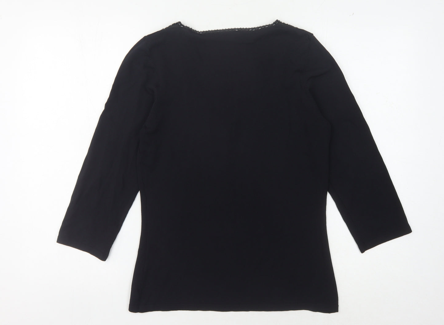 Wallis Women's Black 3/4 Sleeve Beaded Blouse Size 12