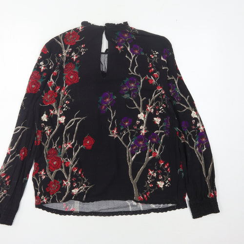 Superdry Women's Black Floral Embroidered Top Size 10