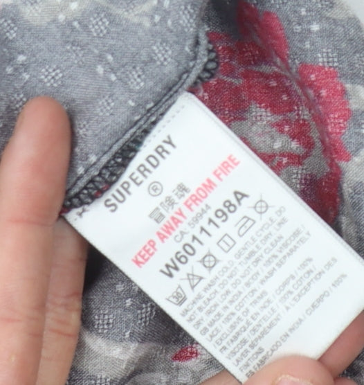 Superdry Women's Black Floral Embroidered Top Size 10