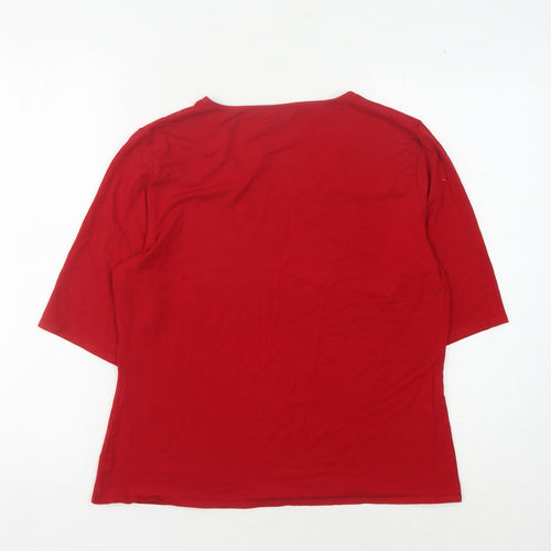 Precis Women's Red T-Shirt, Size L, 3/4 Sleeve, Casual