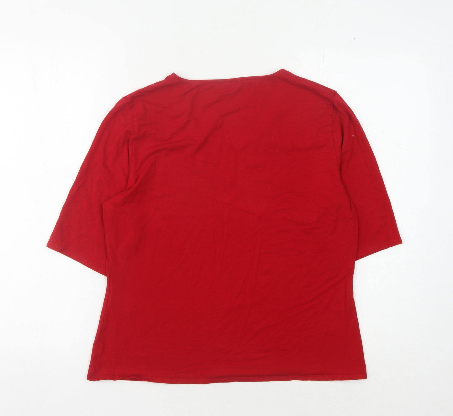 Precis Women's Red T-Shirt, Size L, 3/4 Sleeve, Casual