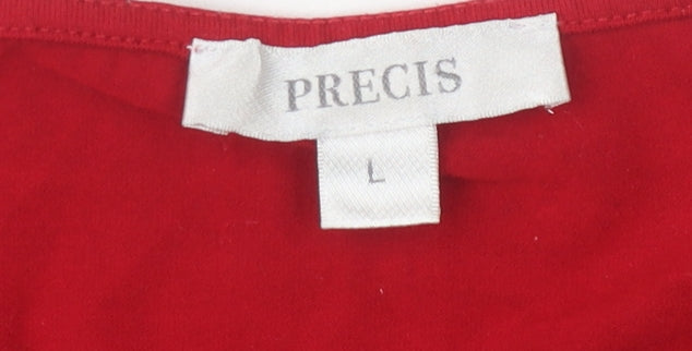 Precis Women's Red T-Shirt, Size L, 3/4 Sleeve, Casual