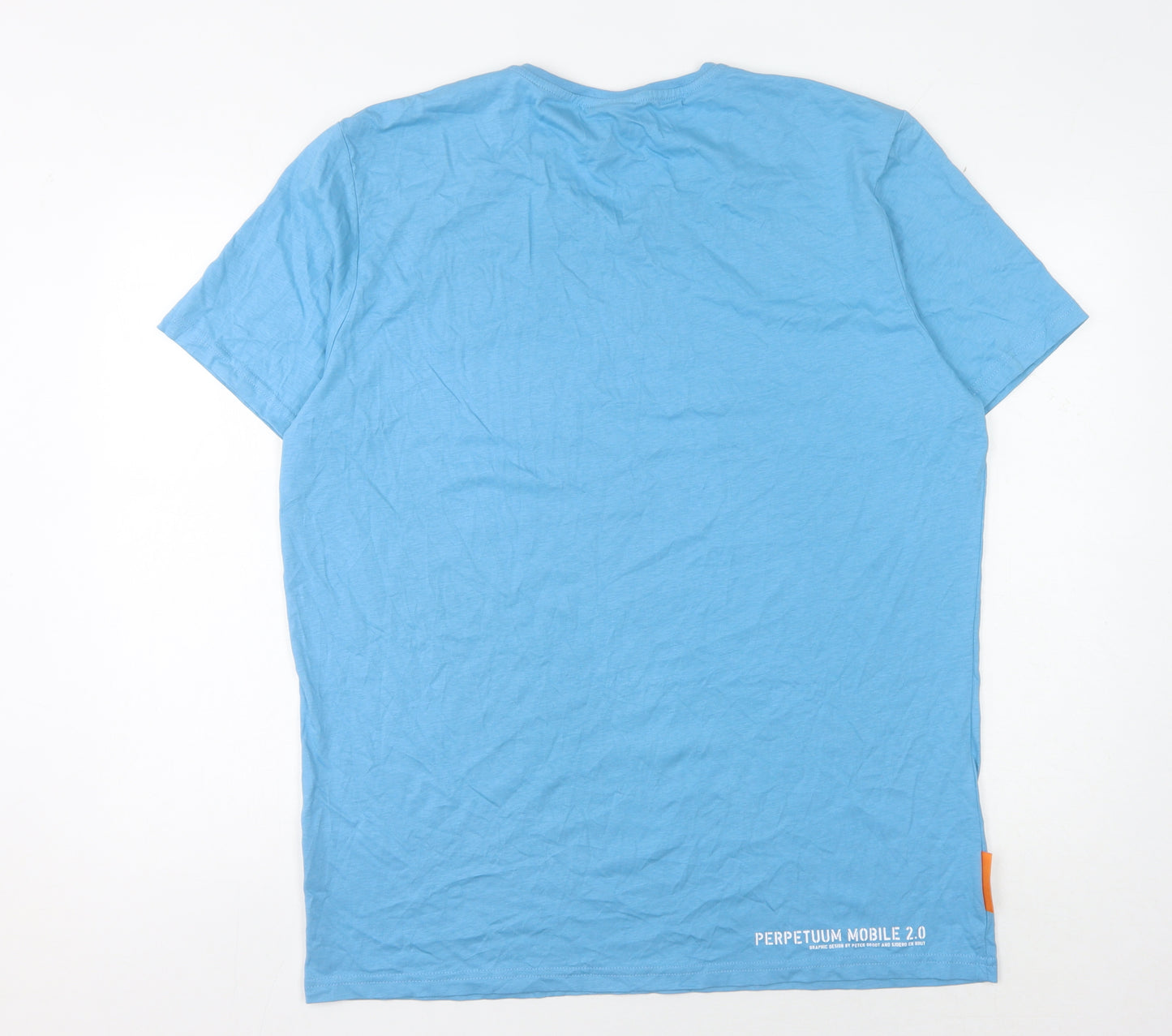 Okimono Men's Blue 2XL V-Neck Graphic T-Shirt