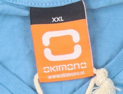 Okimono Men's Blue 2XL V-Neck Graphic T-Shirt