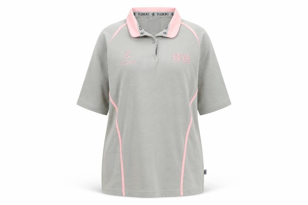 Front view of Kukri Women's Grey Collared Activewear Top, size 18