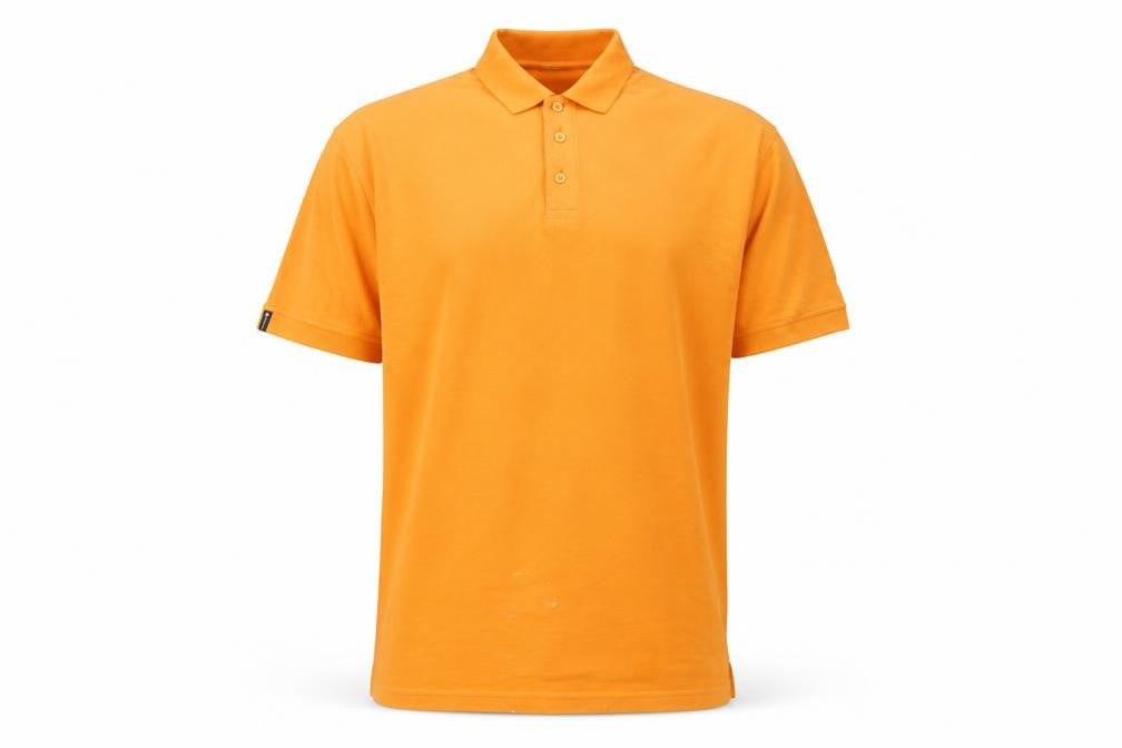 Front view of Decathlon Orange Men's Polo, size XS, Short Sleeve