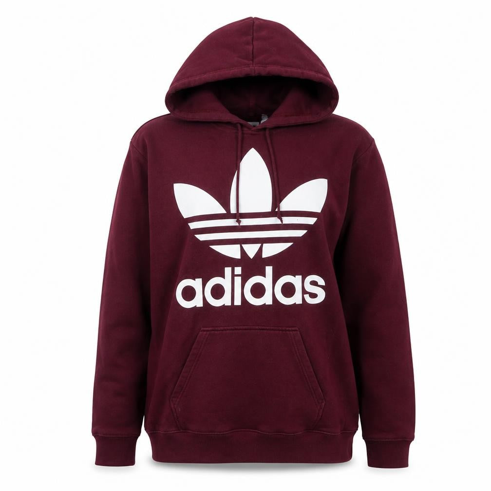 Front view of Adidas Women's Red Pullover Hoodie, size 12