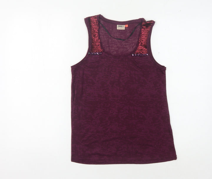 Only Women's Purple Sequin Tank, Size S