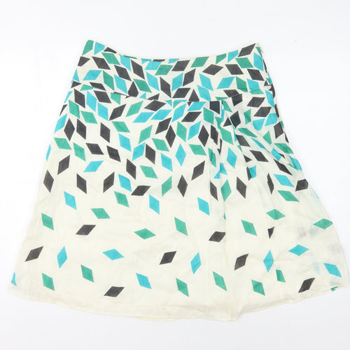 Monsoon Women's Multicoloured Geometric Silk Skirt Size 12