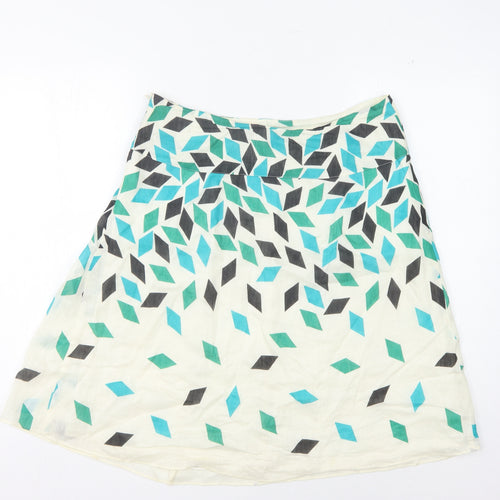 Monsoon Women's Multicoloured Geometric Silk Skirt Size 12