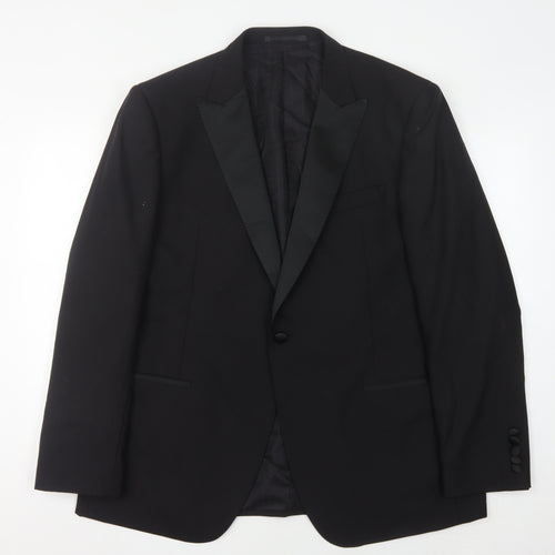 Marks and Spencer Men's Black Wool Blazer, Size 46R