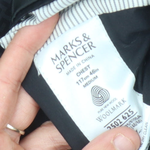 Marks and Spencer Men's Black Wool Blazer, Size 46R