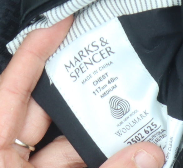 Marks and Spencer Men's Black Wool Blazer, Size 46R