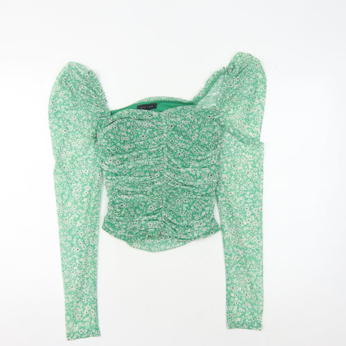 New Look Women's Green Floral Blouse, Size 10