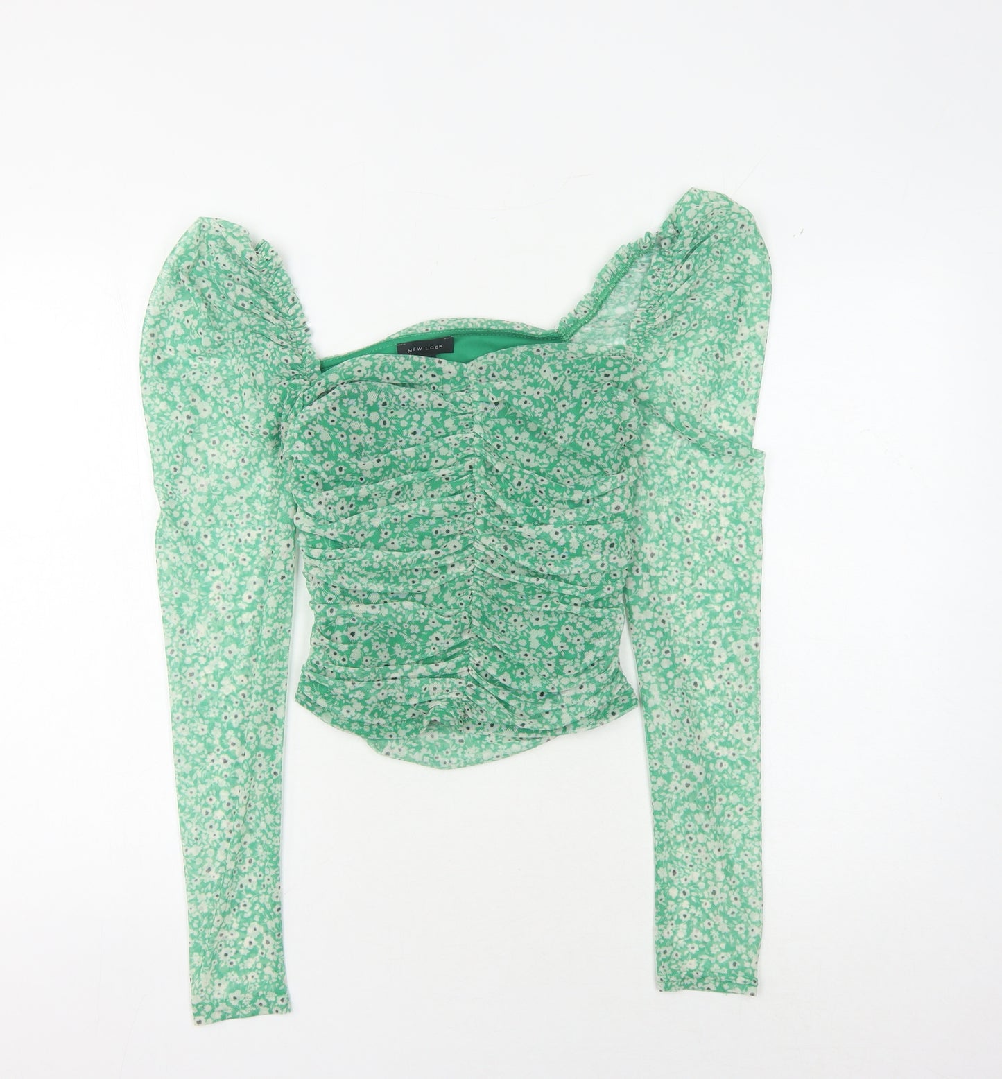 New Look Women's Green Floral Blouse, Size 10