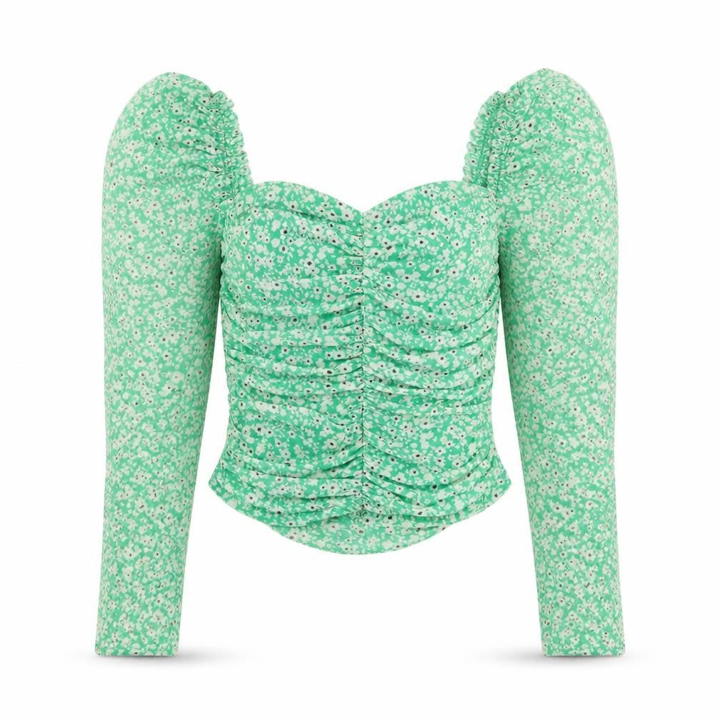 Front view of New Look Women's Green Floral Blouse, size 10