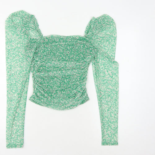 New Look Women's Green Floral Blouse, Size 10