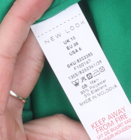 New Look Women's Green Floral Blouse, Size 10