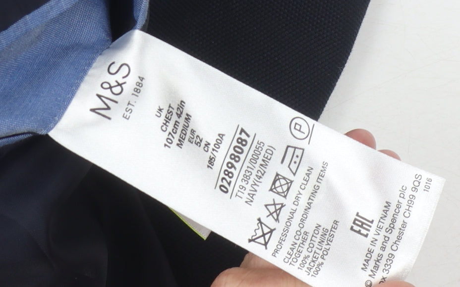 Marks and Spencer Men's Blue Blazer, Size 42R
