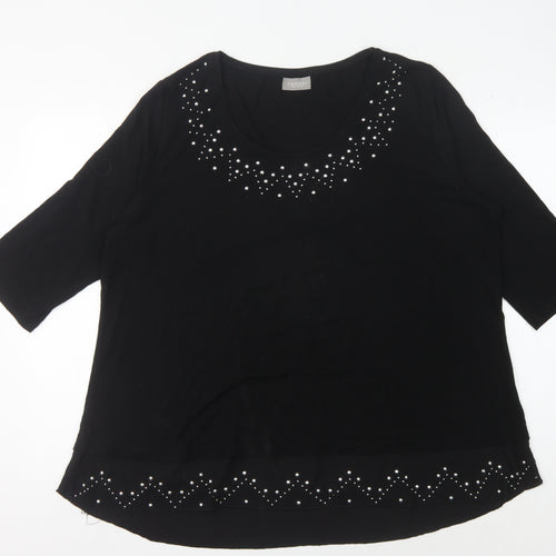 C&A Women's Black Studded T-Shirt L