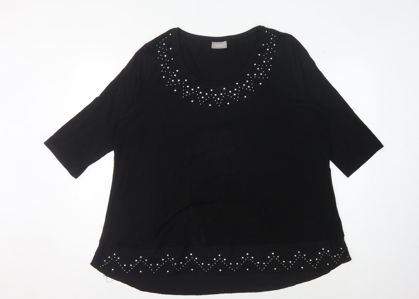 C&A Women's Black Studded T-Shirt L