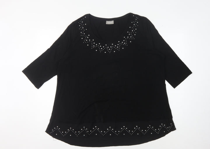 C&A Women's Black Studded T-Shirt L