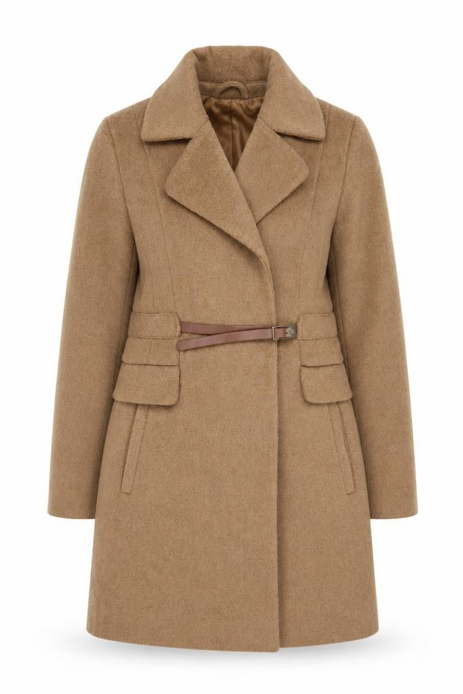Front view of La Redoute Women's Brown Coat, size 10, Polyester Wool
