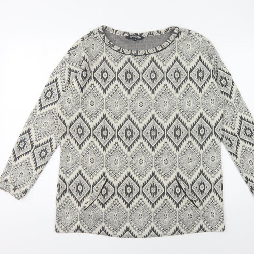 Debenhams Women's Grey Geometric Jumper Size 14