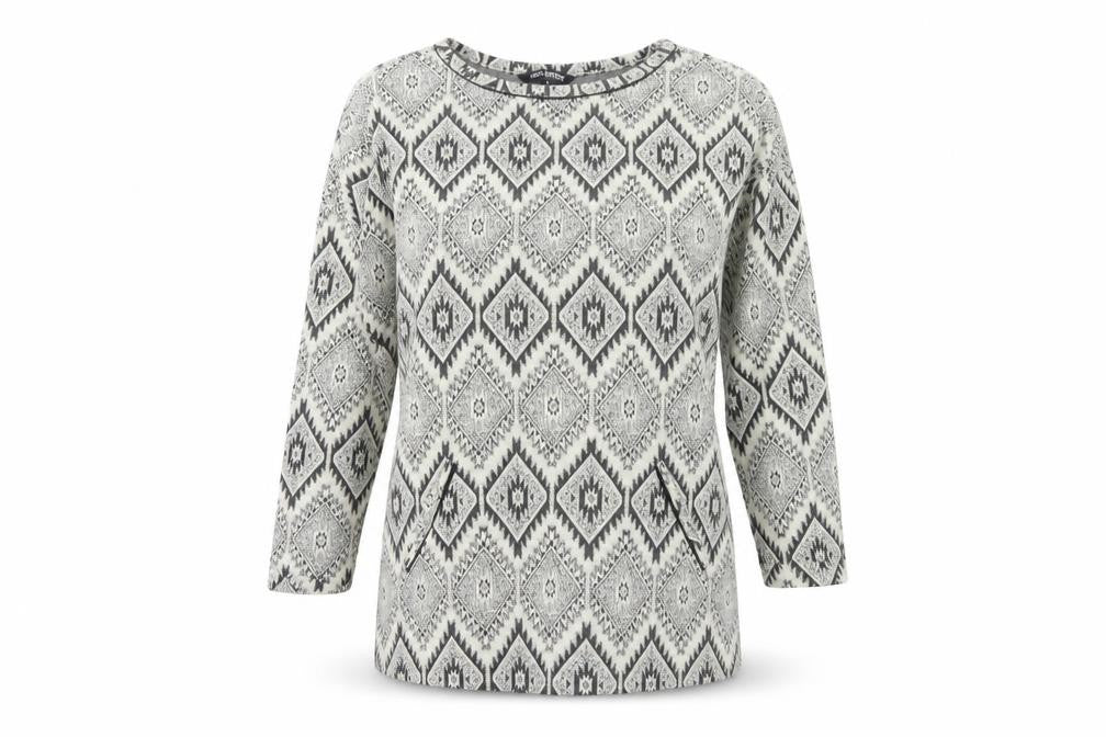 Front view of Debenhams Women's Grey Geometric Jumper, size 14