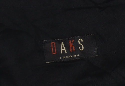 DAKS Men's Black Wool Striped Trousers, 54S