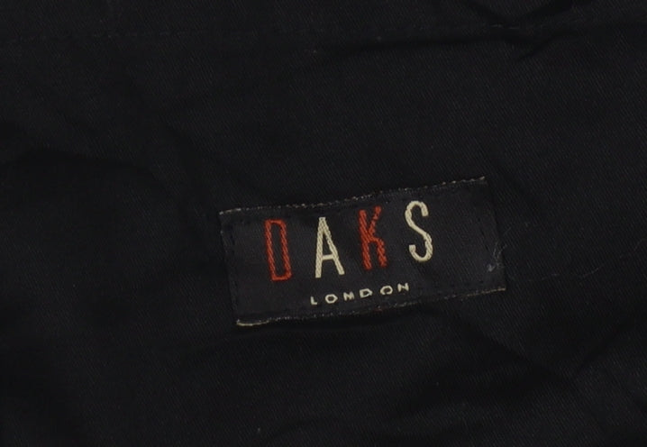 DAKS Men's Black Wool Striped Trousers, 54S