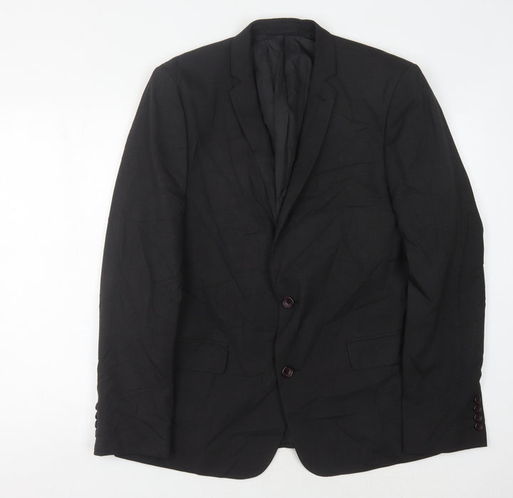 ASOS Men's Black Blazer 42 Regular Notch Lapel Formal