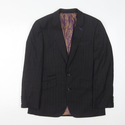 Next Men's Black Striped Slim Blazer, Size 36S