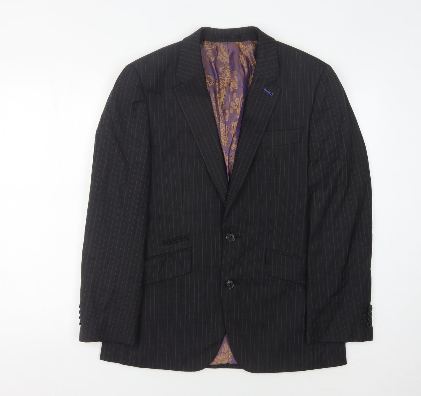 Next Men's Black Striped Slim Blazer, Size 36S