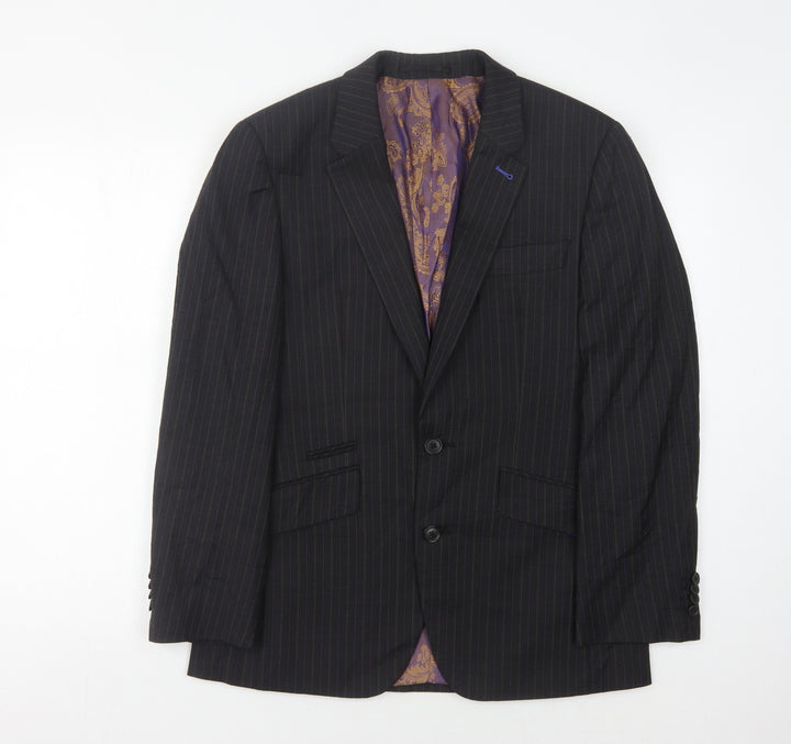Next Men's Black Striped Slim Blazer, Size 36S